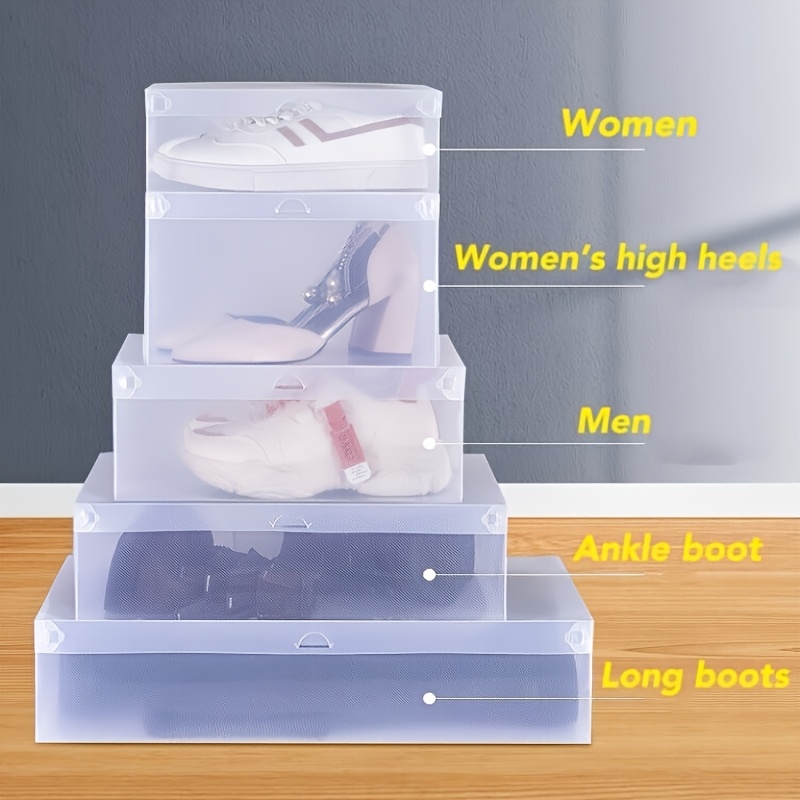 

3/5-pack Collapsible Shoe Storage Boxes, Rectangular Waterproof Plastic Containers With Lid For Men's And Women's Footwear Organization