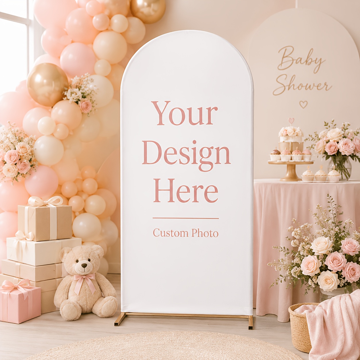 personalized arch backdrop with custom text photo name decorative cover for wedding birthday baby shower graduation ceremony holiday and party entrance