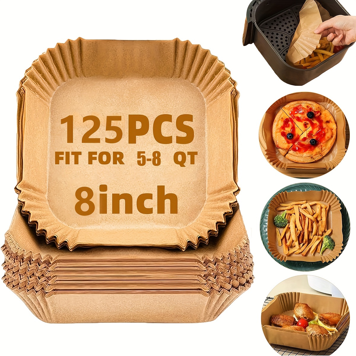 

125pcs Air Fryer Liners Disposable, Disposable Airfryer Liners, Oil-proof, Water-proof, Food Grade Air Fryer Accessories