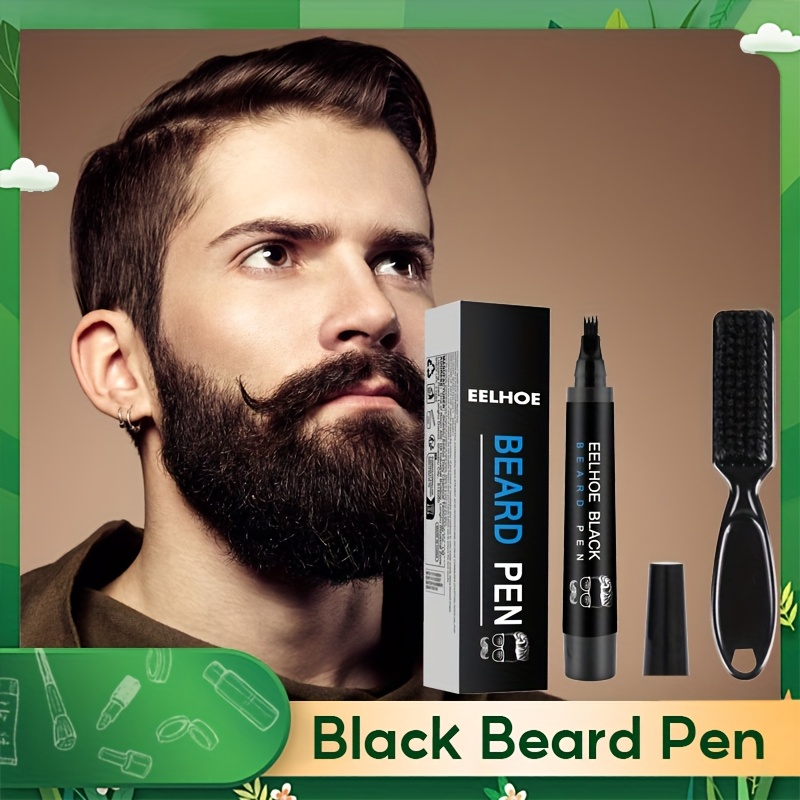 Black Beard Filler Pen Kit, Waterproof And Sweatproof, Suitable for Moustache, Beards, Hairline Fillers, Durable Makeup, Father's Day Gift