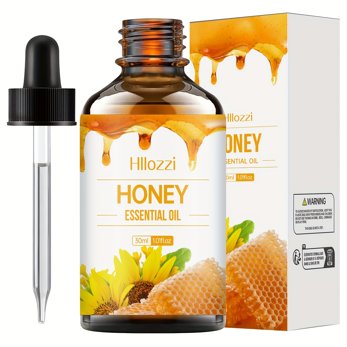 Image of 30ml/1.01fl.oz Honey Essential Oil, Hypoallergenic, Great For Skincare, Massage, Face, Body, Nails, And Hair, Suitable For Types, An Ideal Gift For Daily Body Care