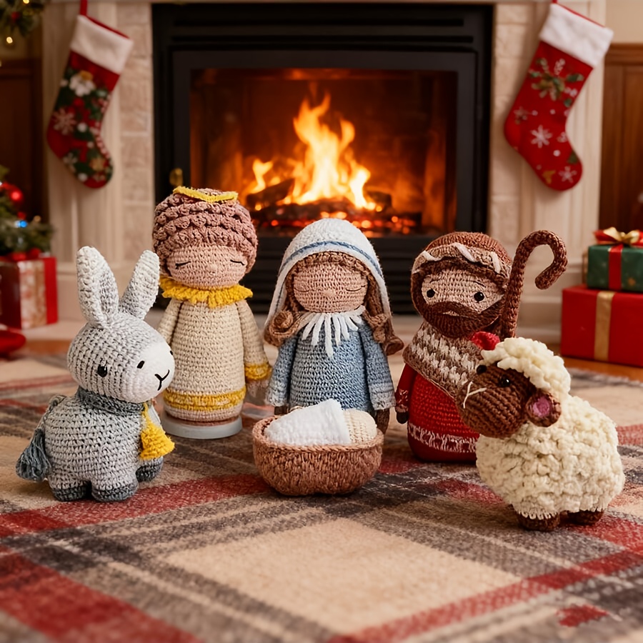 TEMU 6 Sets Of Crochet Kits For Grandmothers, , Sheep, , Complete With An English Manual For Beginners. This Handmade Set Is Perfect For Knitting