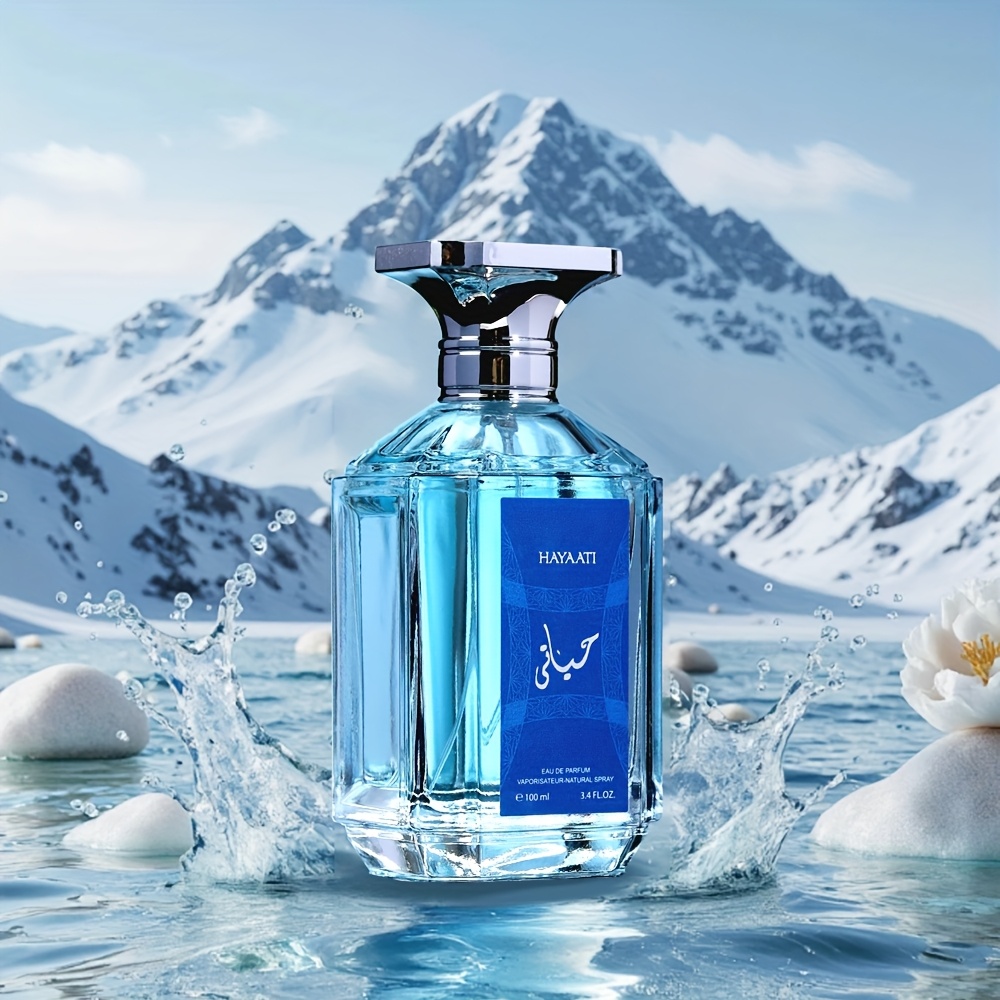 Parfum pour homme - Senteur aromatique épicée, élégant avec motif montagne et éclaboussures d'eau, idéal pour les rendez-vous et le port quotidien, cadeau parfait pour lui, parfum de tous les jours, aspect visuel, parfum de haute qualité