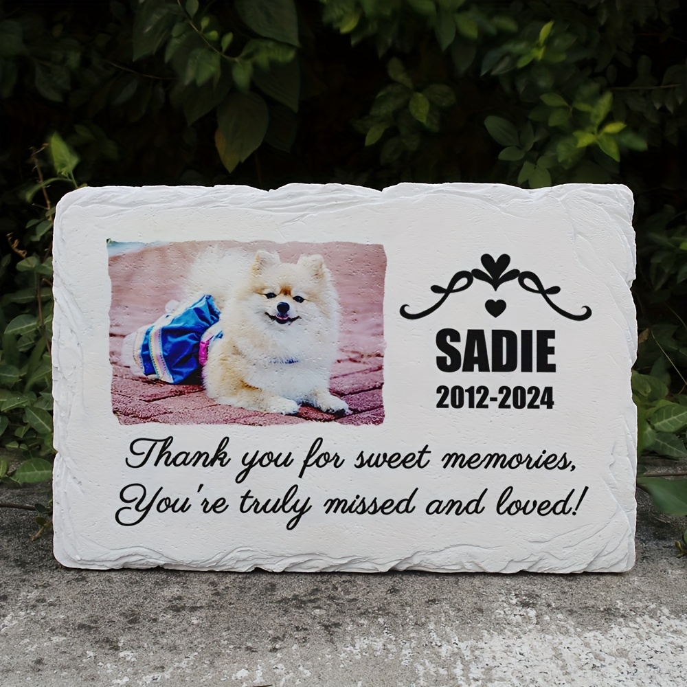 Custom Pet Memorial Stone with Photo & Text