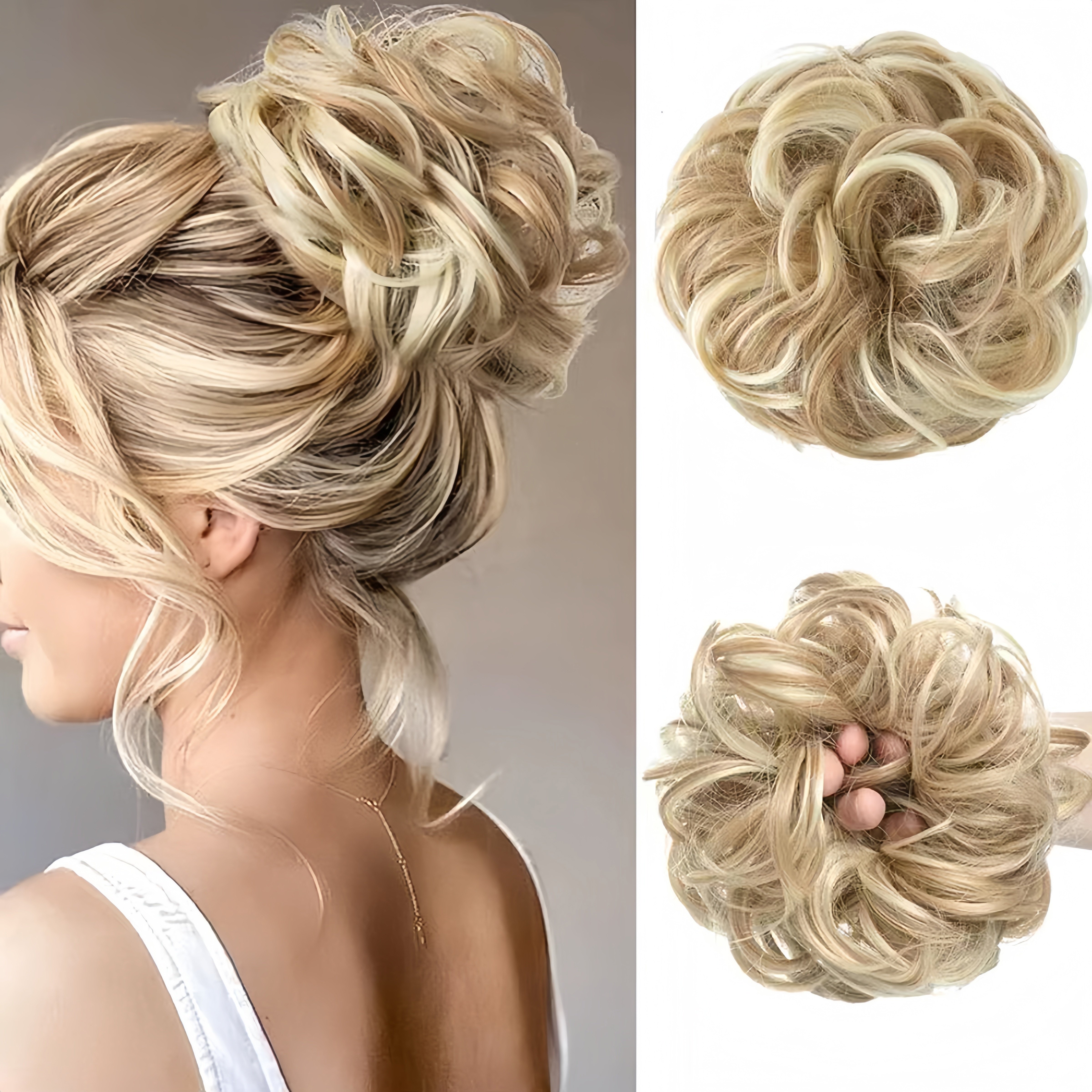 

High Bun Messy Bun Wig With Hair Extension Ponytail Band Elastic Rubber Band High Bun Ponytail Wig Synthetic Hair Extension Curly Ponytail Lady Wig