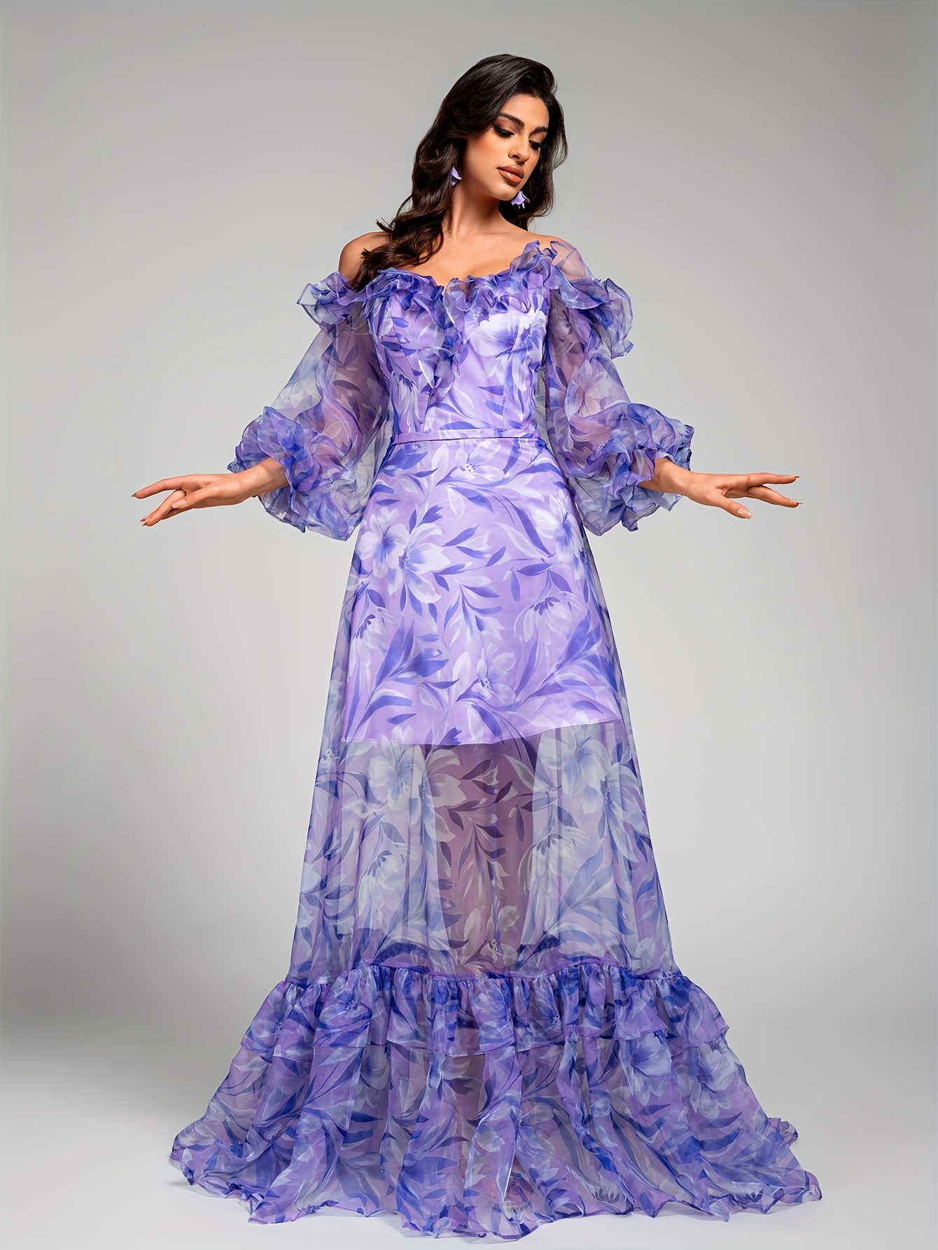 a multi colored printed womens evening dress elegant sweet - Temu Mauritius