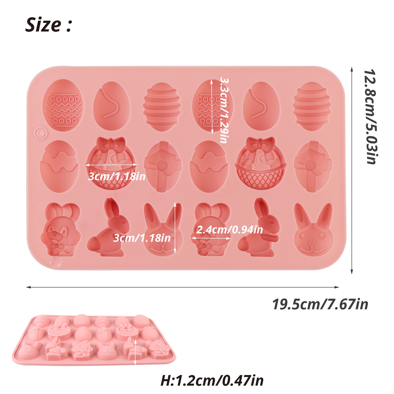 Image of 1 Easter Themed Silicone Mold Set | Chocolate, Candy, And Baked Goods Molds In Rabbit, Egg, And Basket Shapes For Cake Decoration And Ice Cubes - Ailehopy