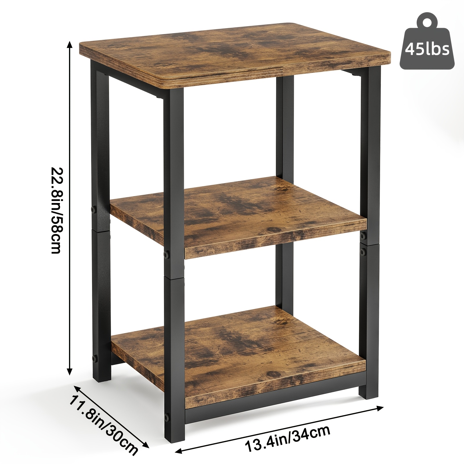 TEMU 1pc Side Table, 3-tier Small End Table, Sofa Table Nightstand, Suitable For Placing Next To The Sofa, Or As A Bedside Table Bringing You A Good Experience, Rustic Brown And Black