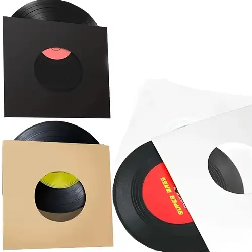 100 Pieces Vinyl Record Sleeves 45 RPM 7 Inch Black Protection Paper Covers O