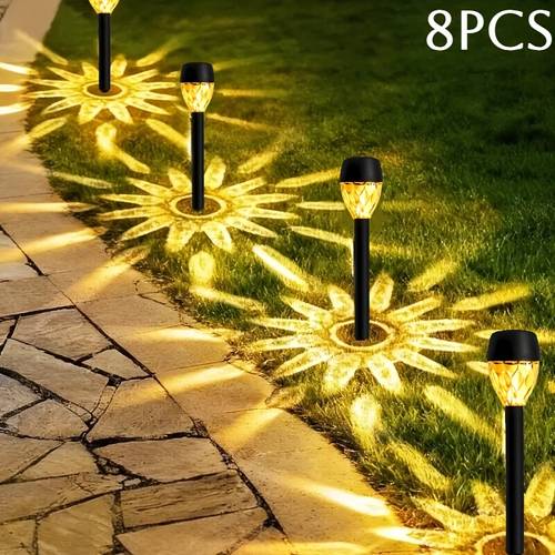 8er-set solar rasenweg garten dekorative lichter für terrasse hof einfahrt party feiertagsbeleuchtung römantisches weihnachts- und neujahrs-atmosphäre schaffen