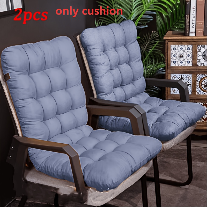 item picture 2pcs cushion thickened polyester fiber lounge chair cushions comfortable and soft washable with straps full back support fabric seat cover suitable for patio furniture outdoor seating and indoor outdoor use