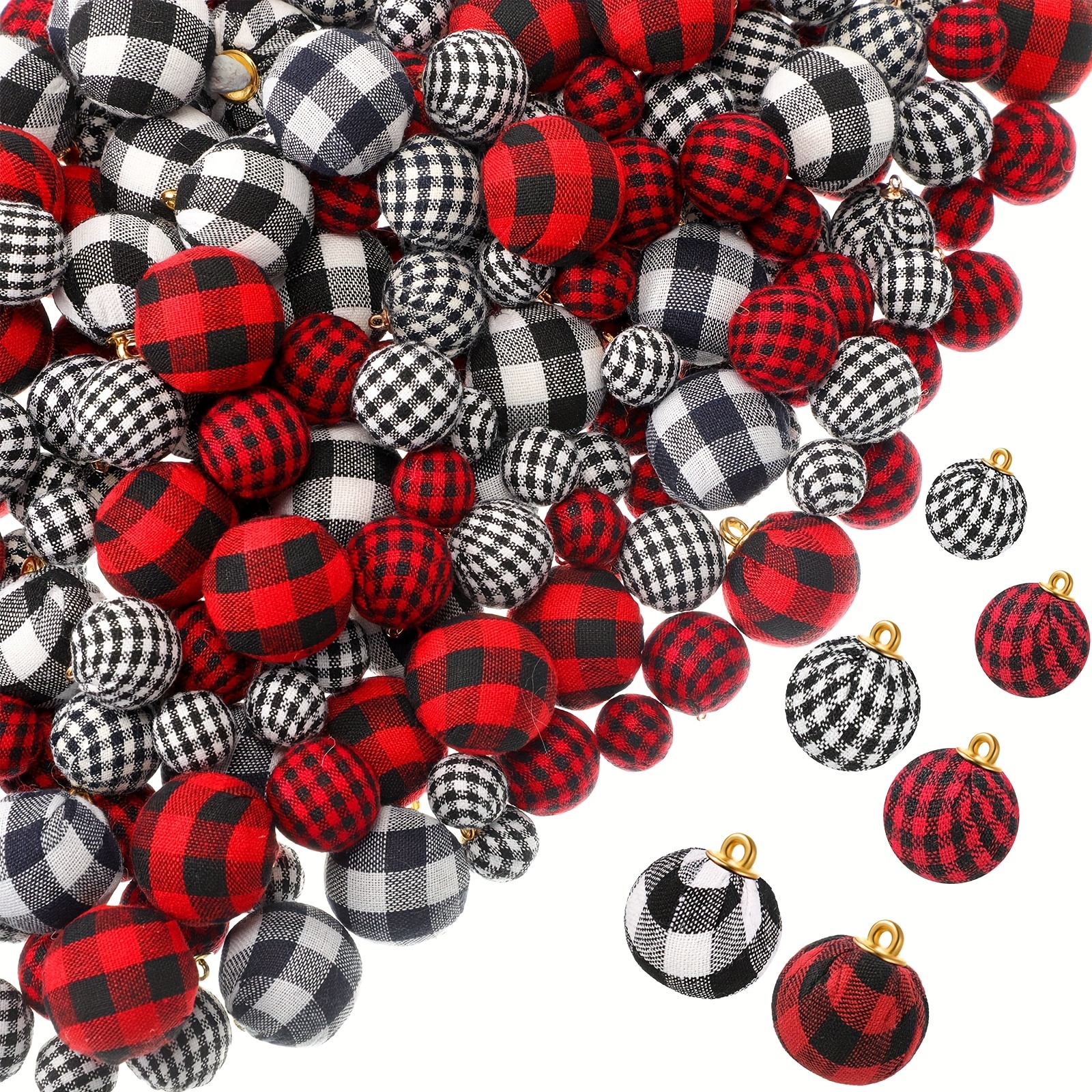 

60- Christmas Ball Ornaments Set - Fabric And Metal Holiday Decorations For Tree, Wreath, Garland - Hanging Pendants For , , Thanksgiving, New Year, Graduation - No Battery Needed