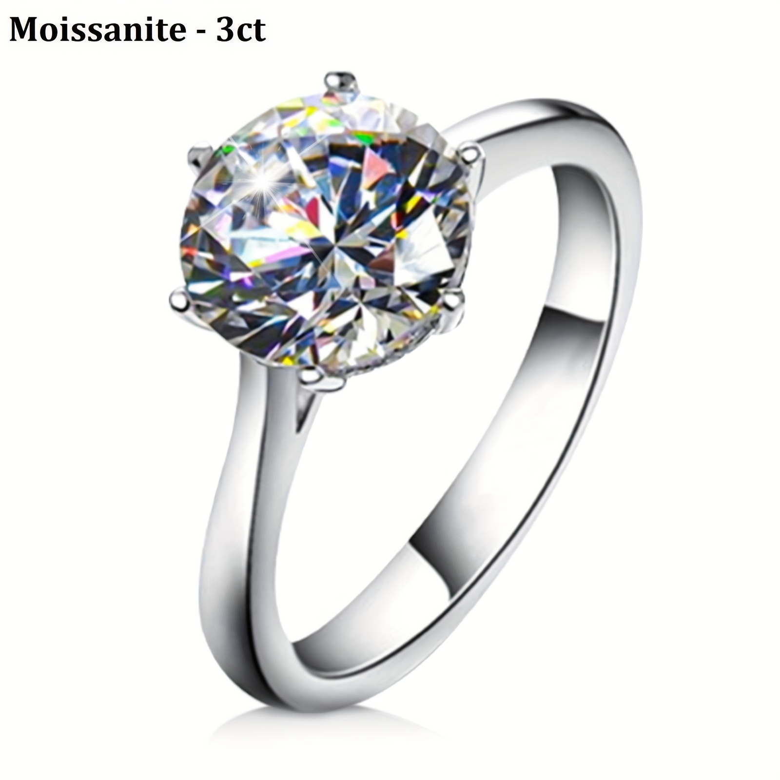 925 Silver Moissanite Engagement Ring 4ct Wedding Bride Anniversary Gift