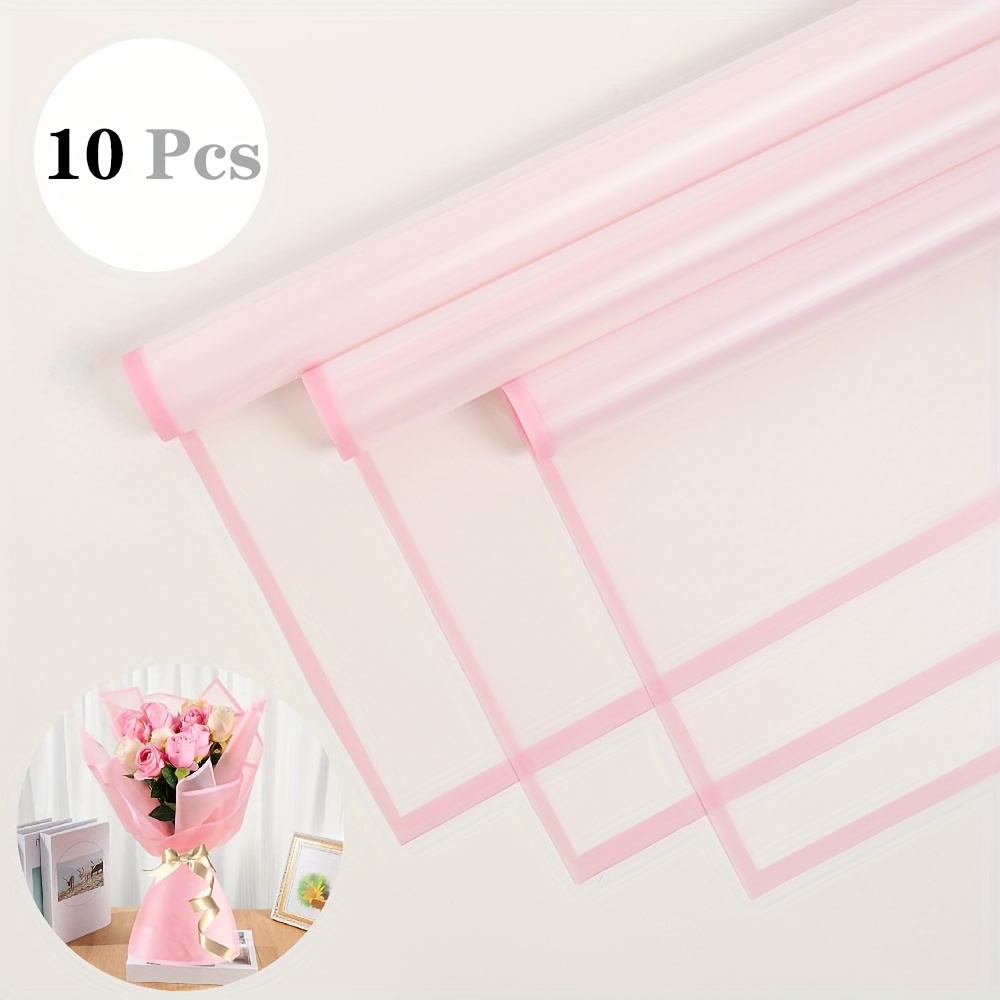 E-shop 10 Stk. elegantes rosa Blumen-Geschenkpapier, geeignet für Sträuße & Geschenkverpackungen, wasserdichte, halbtransparente Blätter mit mattem