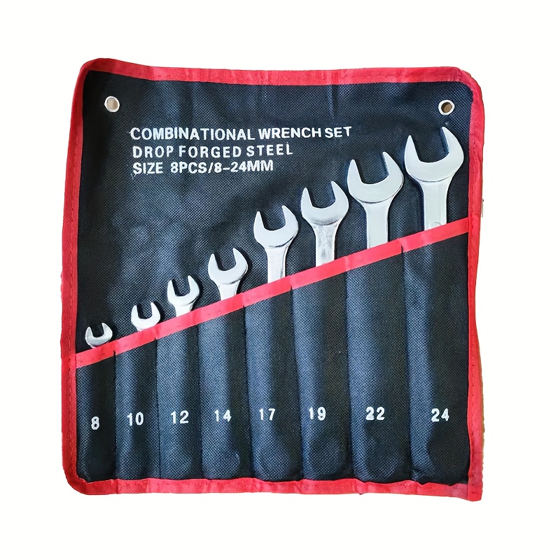 

8-piece Combination Wrench Set - Open End & Box End, Drop Forged Iron Dual-purpose Spanners, Mechanics Hand Tool Kit