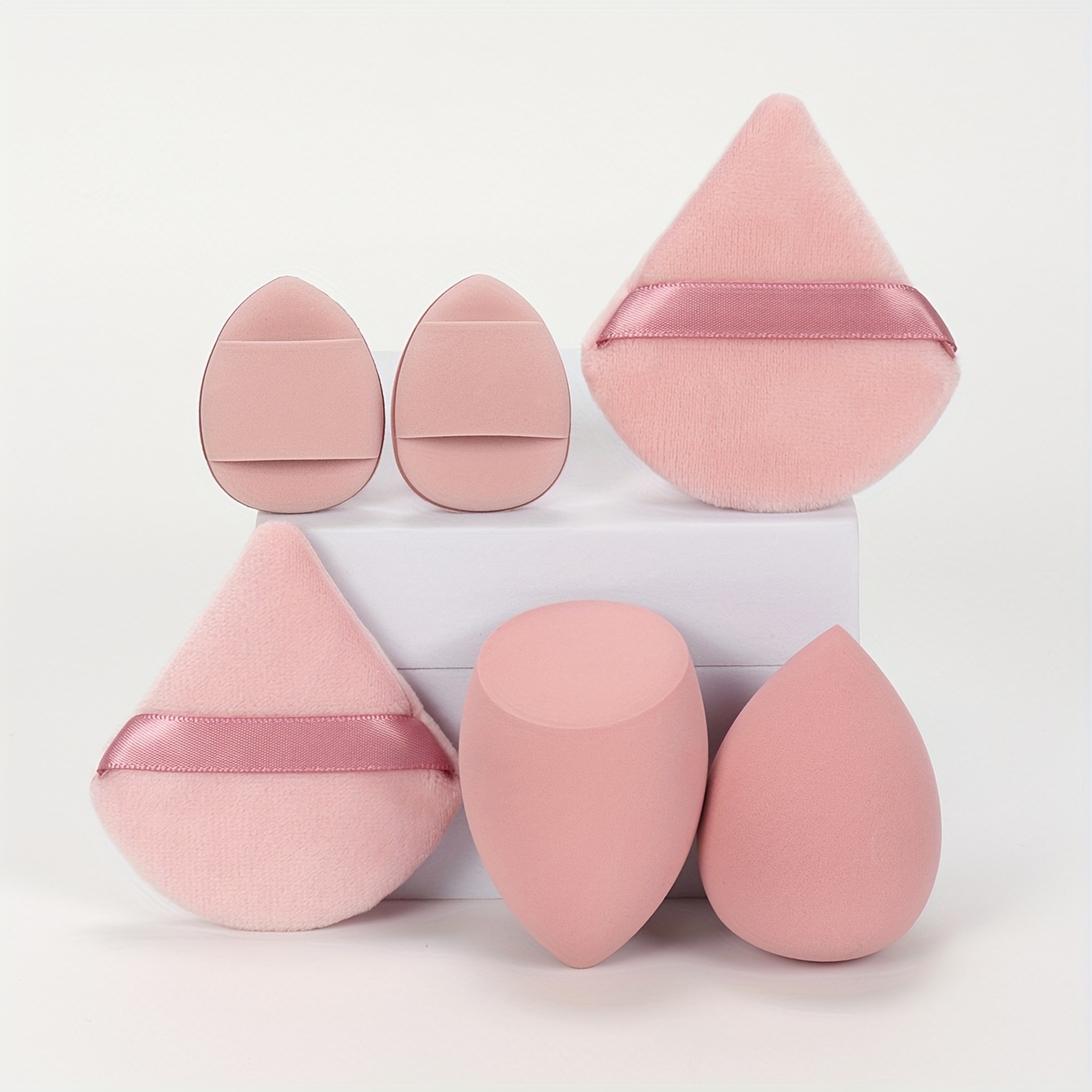 TEMU 6pcs Makeup Sponge Set, A Versatile Makeup Tool That A More And Seamless Foundation Application, Preventing Uneven Coverage. By Dabbing Or