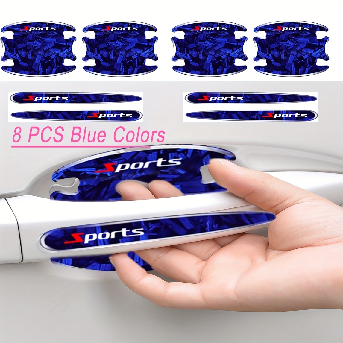 Image of 8pcs Of New Pattern Car Door Bowl Door Handle Protective Stickers, Car Gift,anti-collision Strip Protective Covers, Scratch Resistant And Wear-resistant