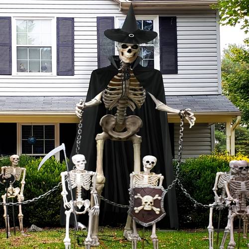 enormous costume set for halloween featuring a witch theme complete with a witch hat and cloak outdoor yard decorations and props