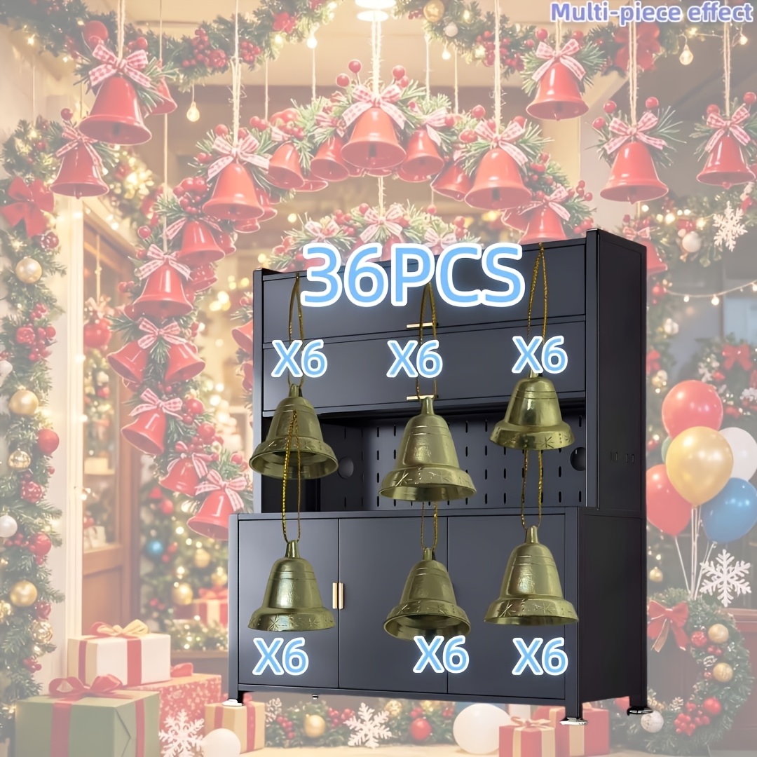 TEMU 36pcs New Style Retro Christmas Bell Luxurious Large Artificial Simulation Christmas Art Hanging Ornaments, Golden Christmas Bell Decorative