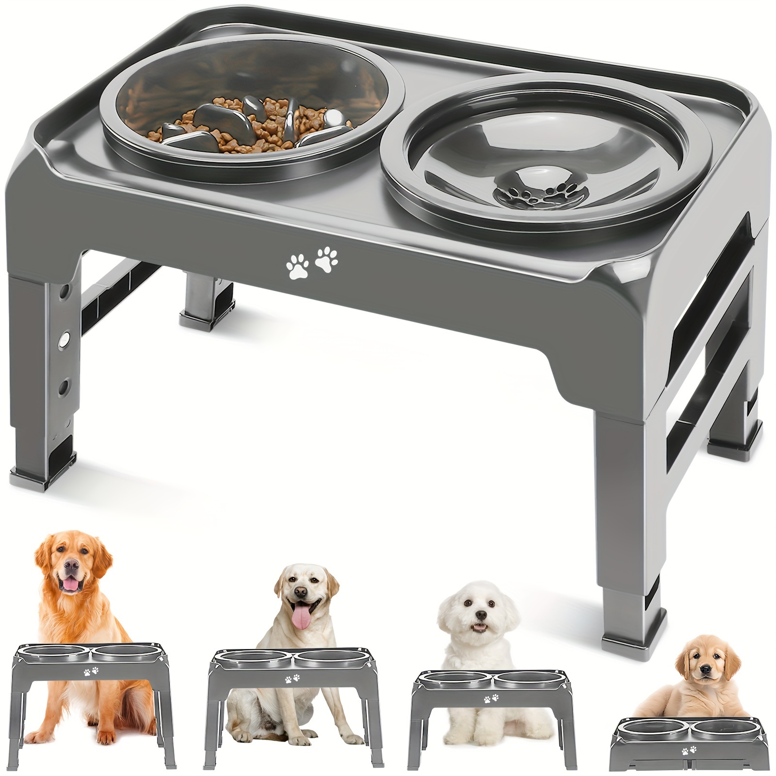 Elevated Slow Feeder Dog Bowl Stand 4 Adjustable Temu Canada