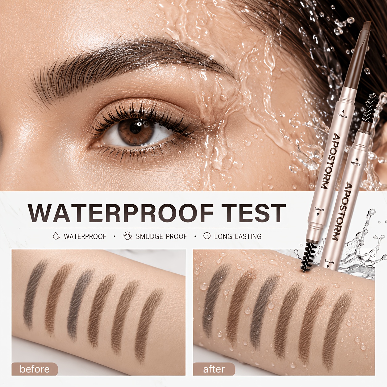 Rose Golden Triangular Eyebrow Pen, Dual End for Brows