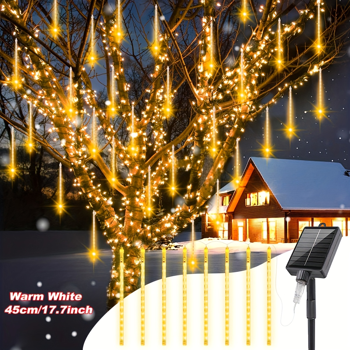 1 lot de guirlandes lumineuses décoratives Pluie de météores solaires – Image 13