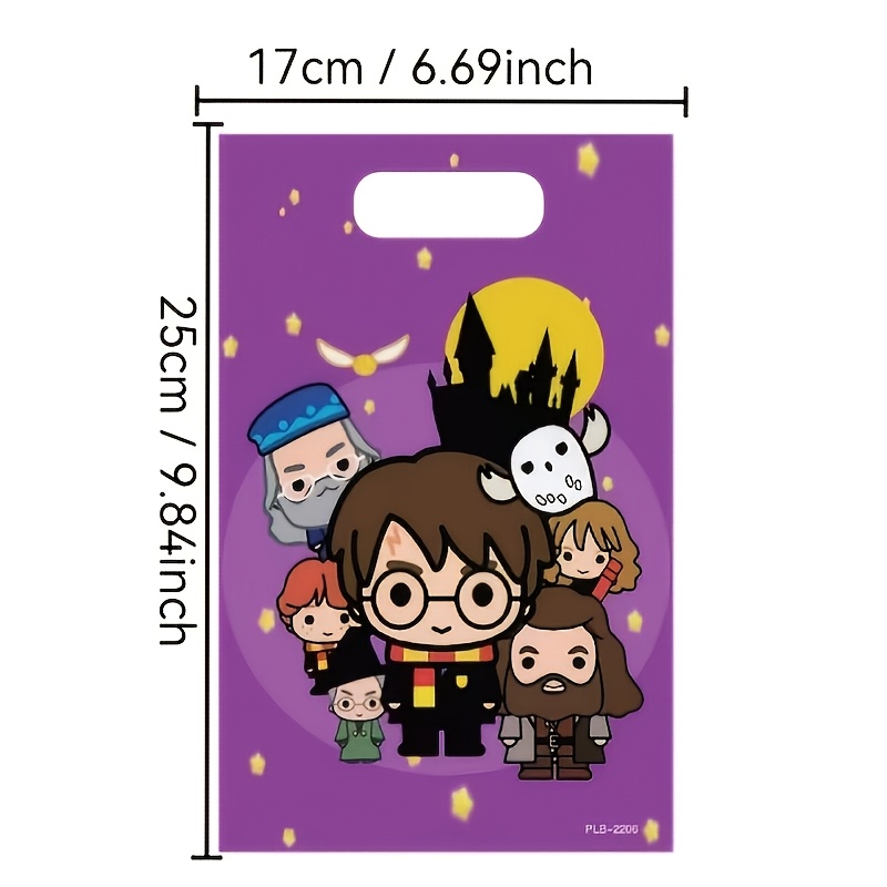 TEMU Wb Harry Potter Gift Bags 20pcs | Ideal Christmas Gift, Cartoon Pattern, Plastic Material, With Handle, Gift Packaging Storage, Suitable For
