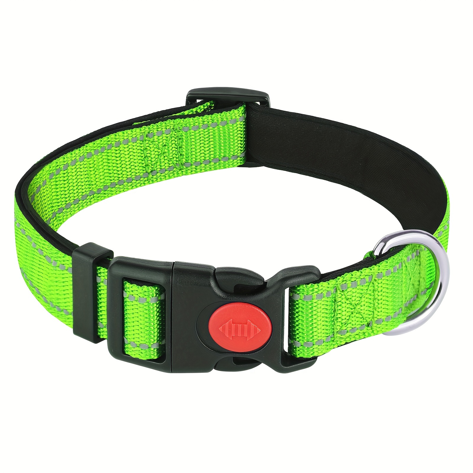 TEMU MITOOE . Reflektierendes Hundehalsband mit Sicherheitsverschluss Schnalle, verstellbares, weiches, gepolstertes, atmungsaktives Haustierhalsband