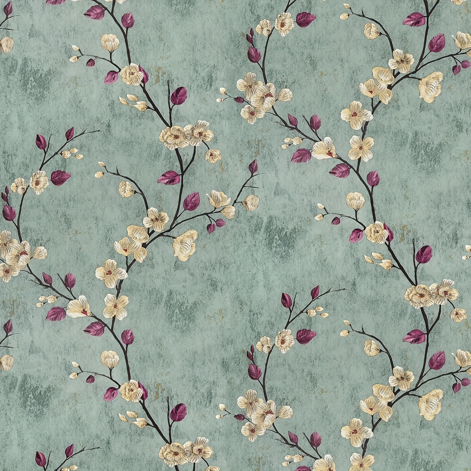 TEMU 1 Roll Floral Peel And Stick Wallpaper, Flower Tree Contact Paper Self Adhesive Removable Paper Decorative Wall Covering Countertop Vinyl Film