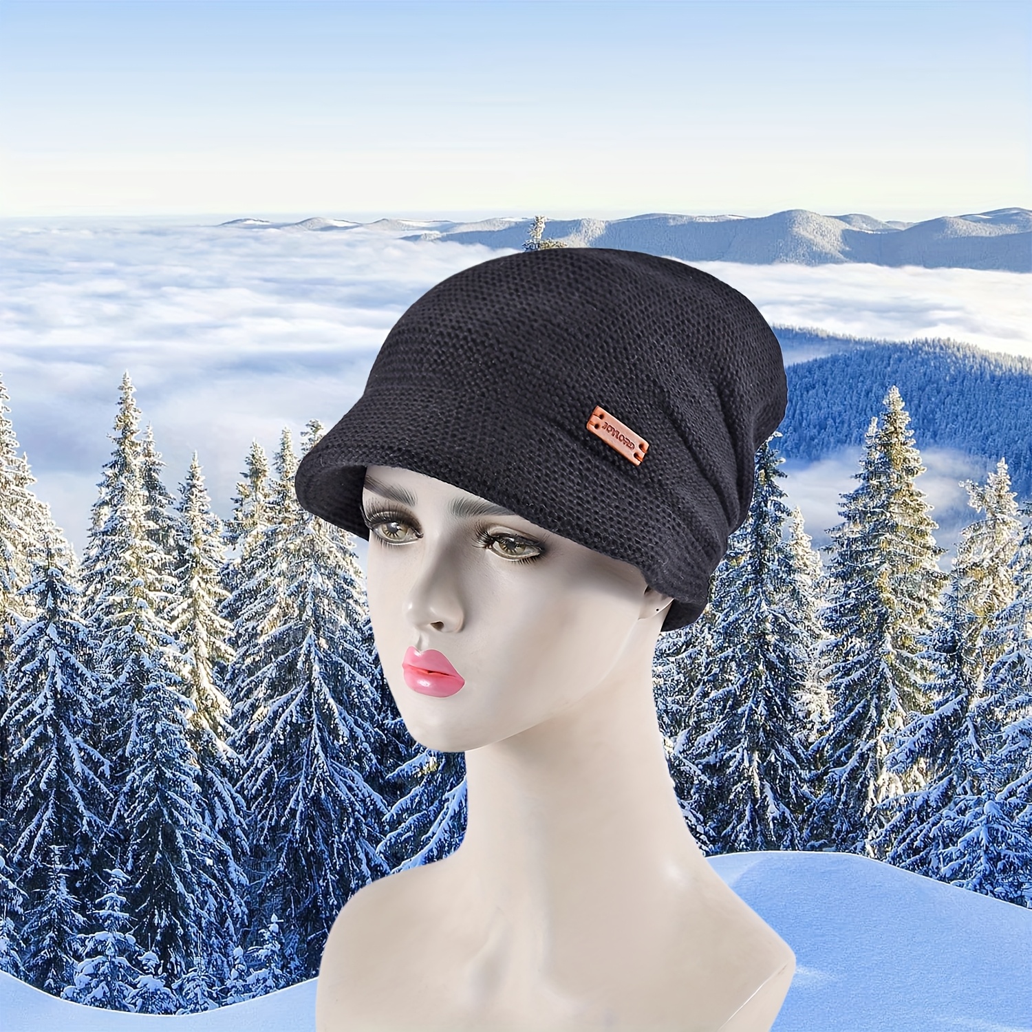 

1pcs And Hat For Women - Knitted Textured Fleece Ski Hat For And Cycling