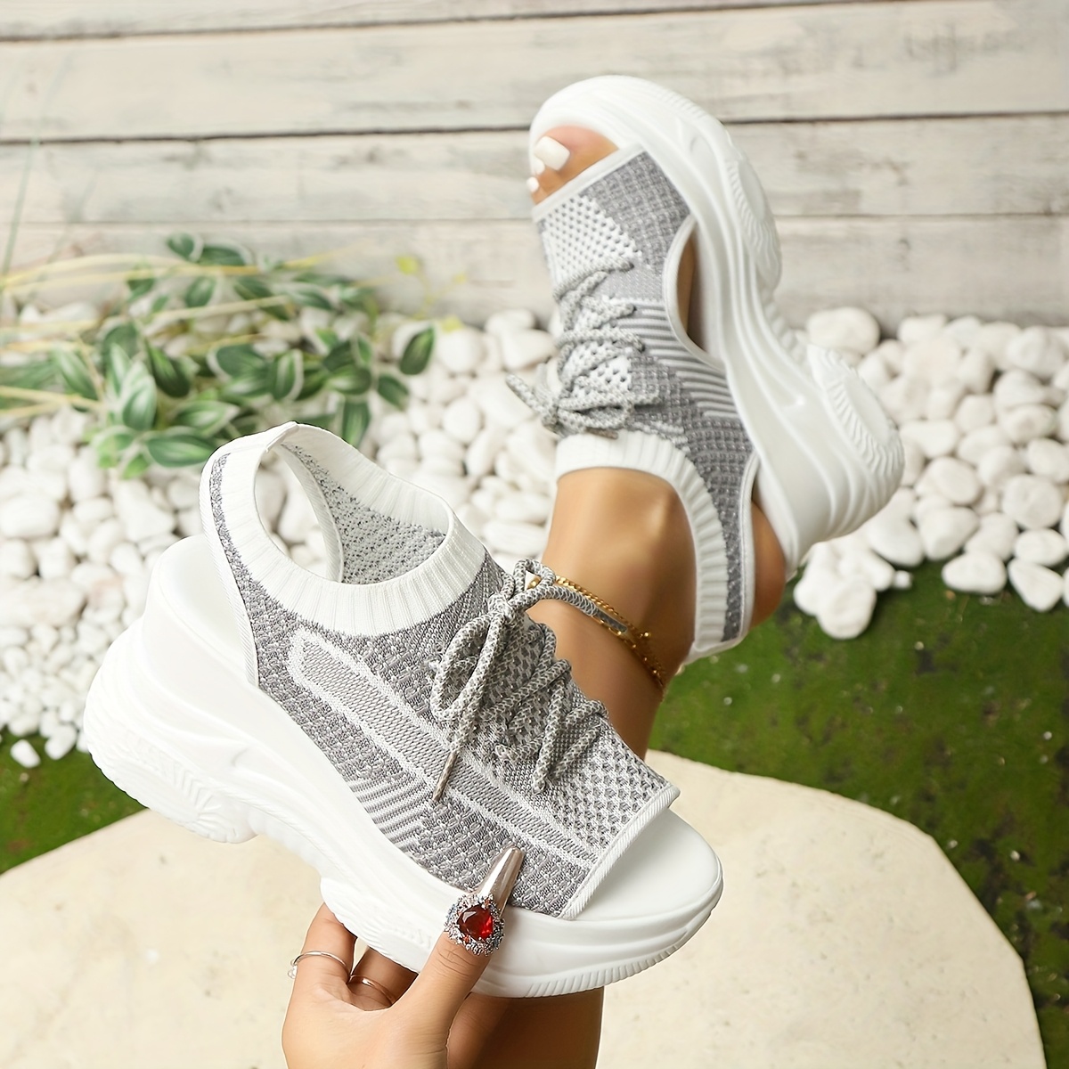 Sandalias Zapatos De Cordones Con Plataforma Sandalias De