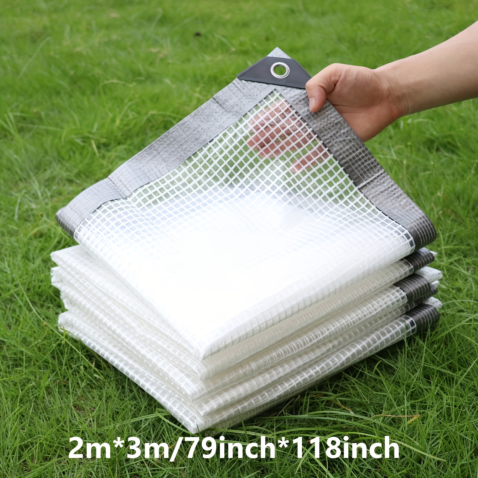 Image of 1pc Clear Tarps With Grommets For Greenhouse, Vinyl Tarp Heavy Duty Waterproof Windproof, Outdoor Anti-tear Plastic Tarpaulins Cover For Garden Plant Patio Camping Cars