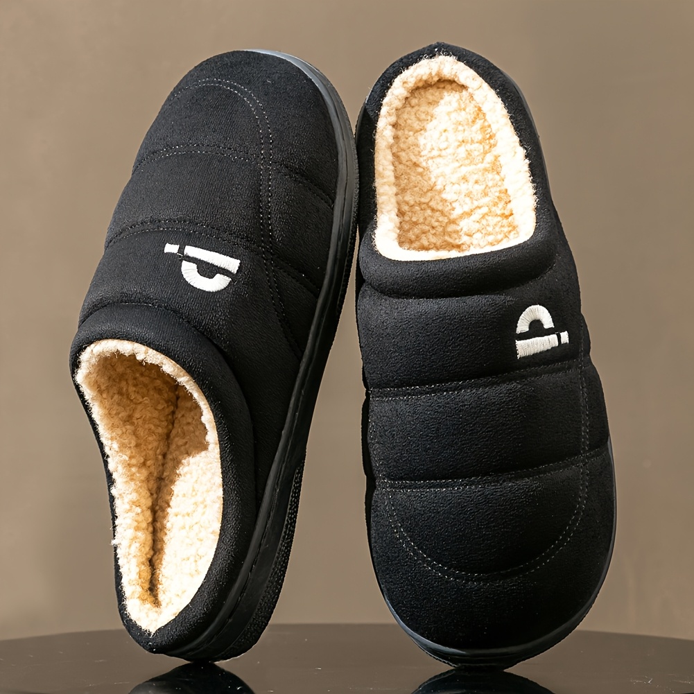 Pmoiste Mens Shoes Memory Slippers Warm Bedroom Slippers Men'-step Solid Color Casual Large Size Shoes