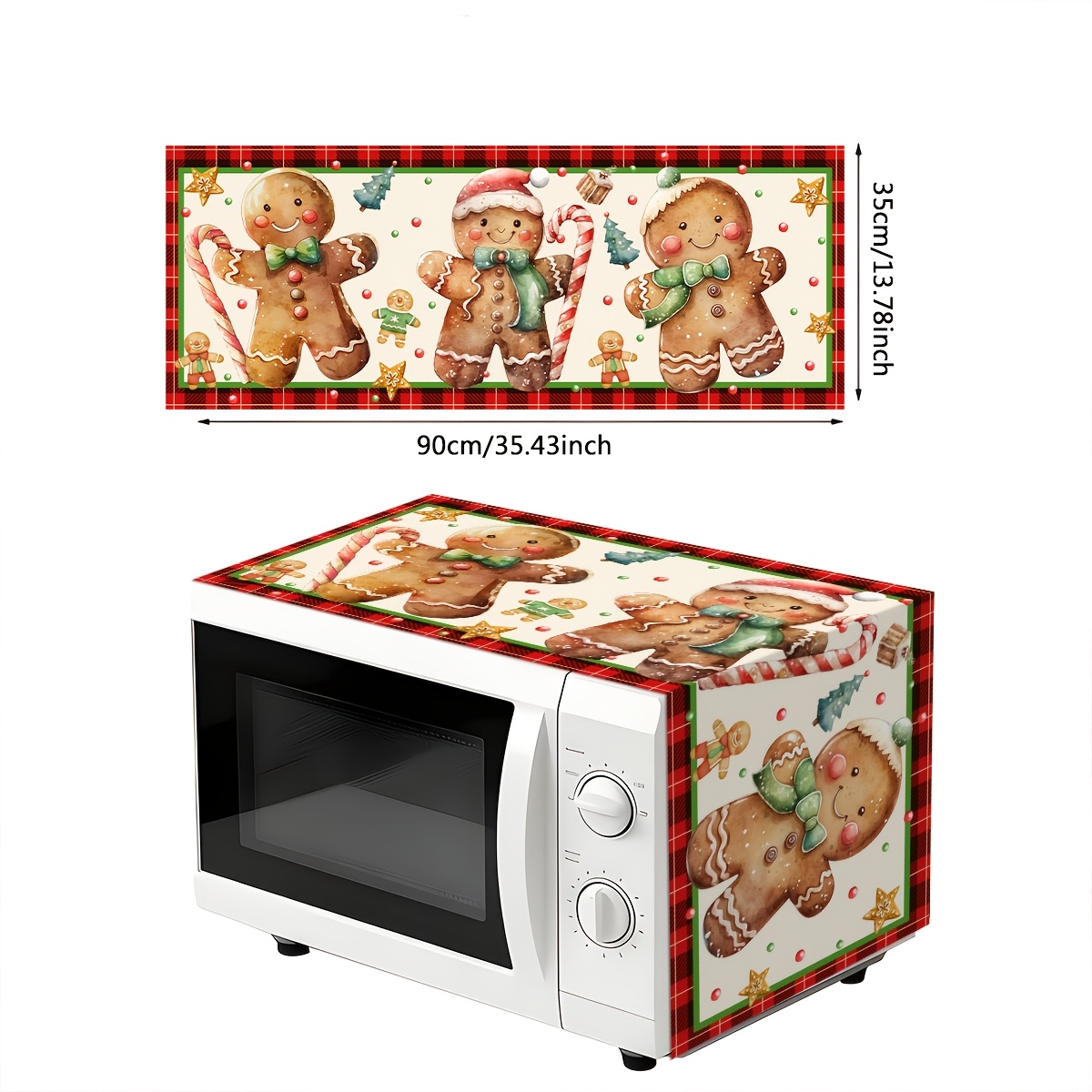 TEMU Housse de rectangulaire en polyester à motif avec en pain d'épices et sapin de Noël, antiadhésive, réutilisable, pour appareils de cuisine,