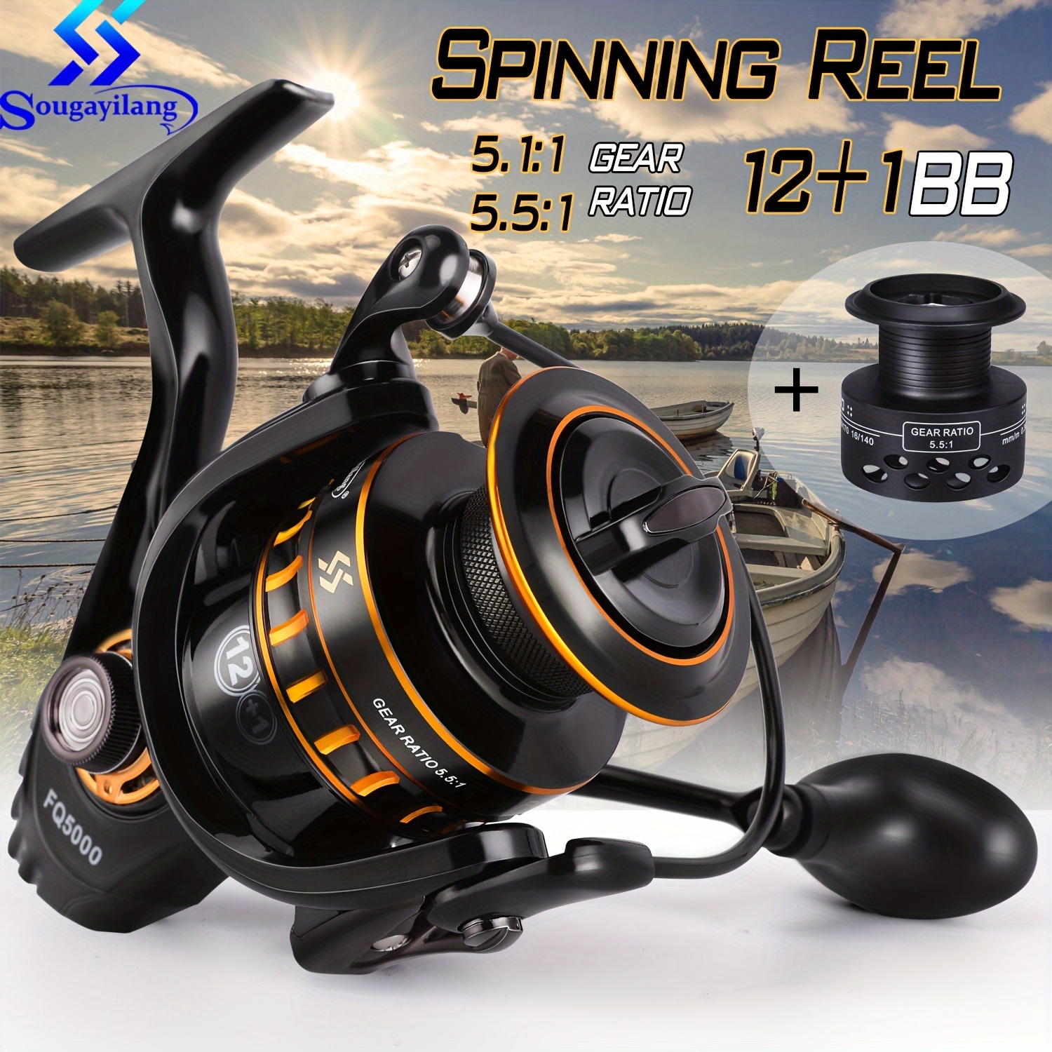 

Sougayilang Reel, Lightweight Reels Stainless Bb Fishing Reel For Freshwater