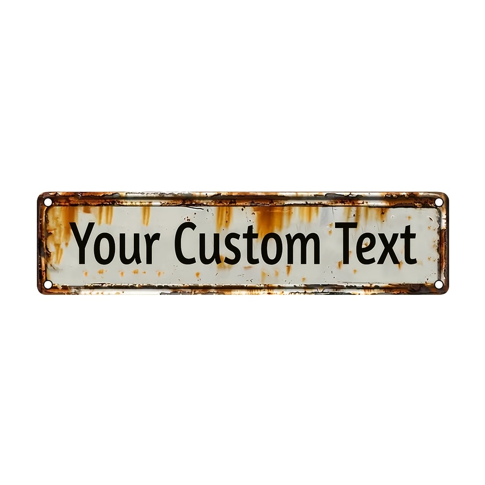 TEMU 1pc Vintage Aluminum Metal Sign | Custom Text Rustic Wall Decor, 4x16 Inch Weathered End For Home, Office, School, Commercial Spaces - No