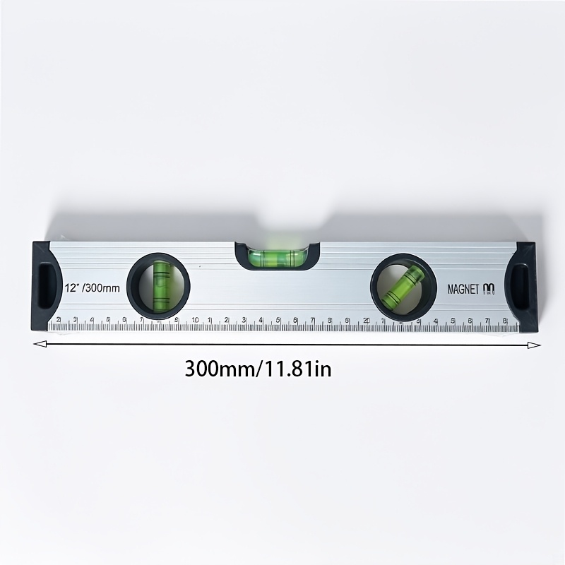TEMU 1pc Heavy-duty Magnetic Level With Bubble Vial And Magnetic Tip - 11.8-inch Measuring Tool, Ideal For Woodworking, Construction, Home Renovation