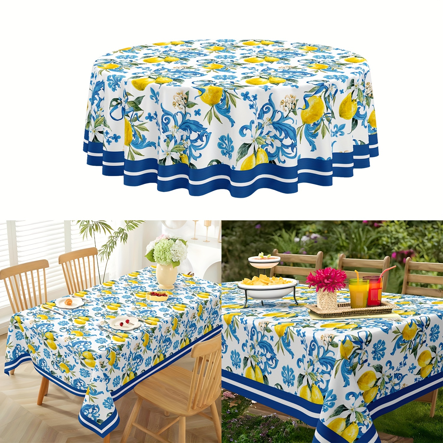 

Vintage Lemon & Floral Tablecloth - Stain Resistant, Waterproof, Erasable Polyester For Home, Kitchen, Restaurant, Parties & Festivals - Perfect Easter & Spring Decor Gift