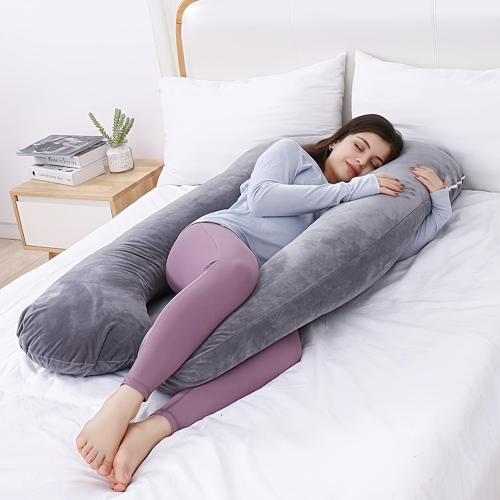 Side Sleeping Pillow with Cover, Ergonomic U-Shaped Design. Adjusts for Abdominal And Hip Support. Multi-Positioning Pillow Conforms to Your Natural Body Shape, Providing Comfortable Sleeping Positions for Back, Stomach, And Side Sleepers
