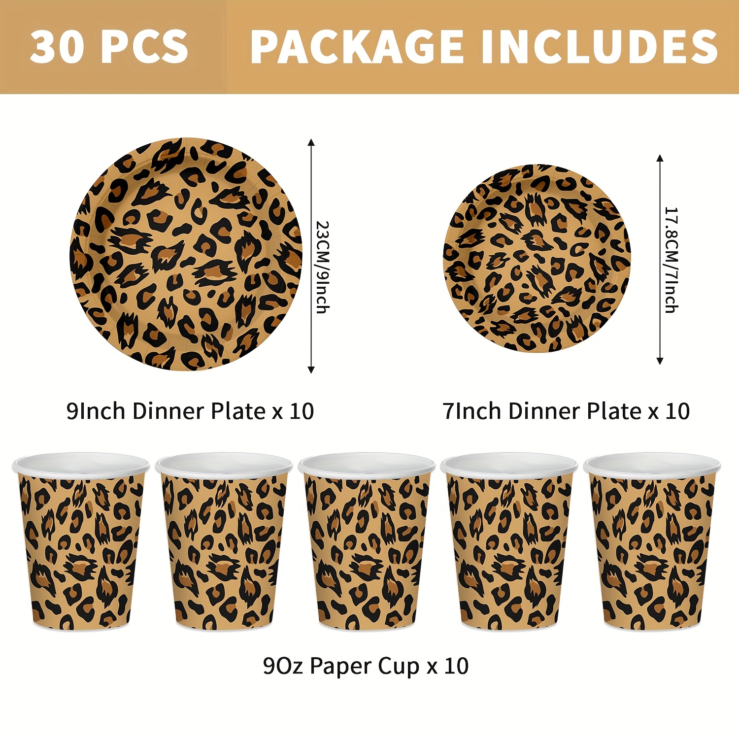 Image of Leopard Print Party Supplies Print Party Tableware Set Paper Plates Cups For Birthday Shower Shower Theme Party Decorations