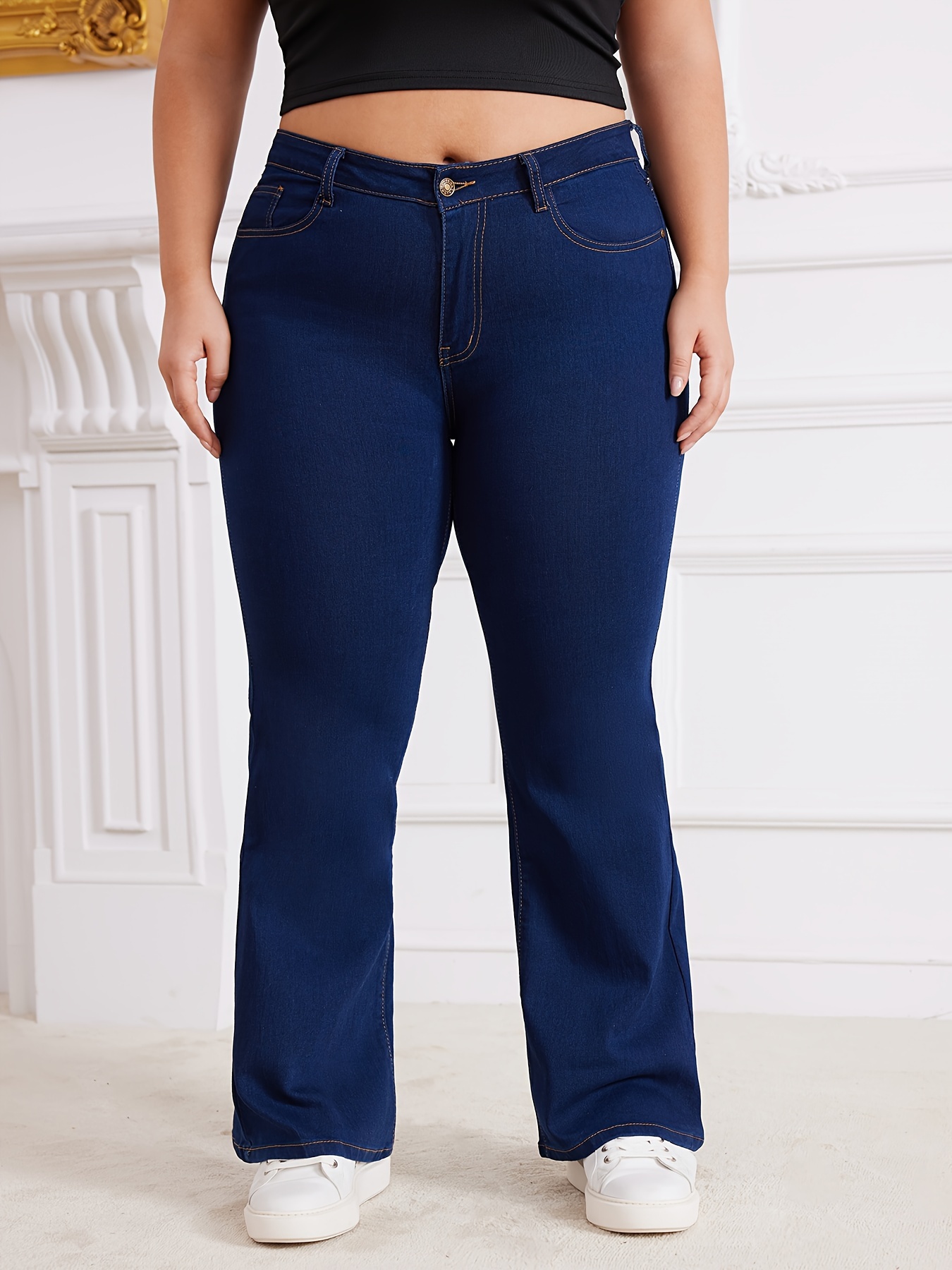 Relaxed Flared Jeans In Plus Size In Stretch Sateen - Eggplant Purple