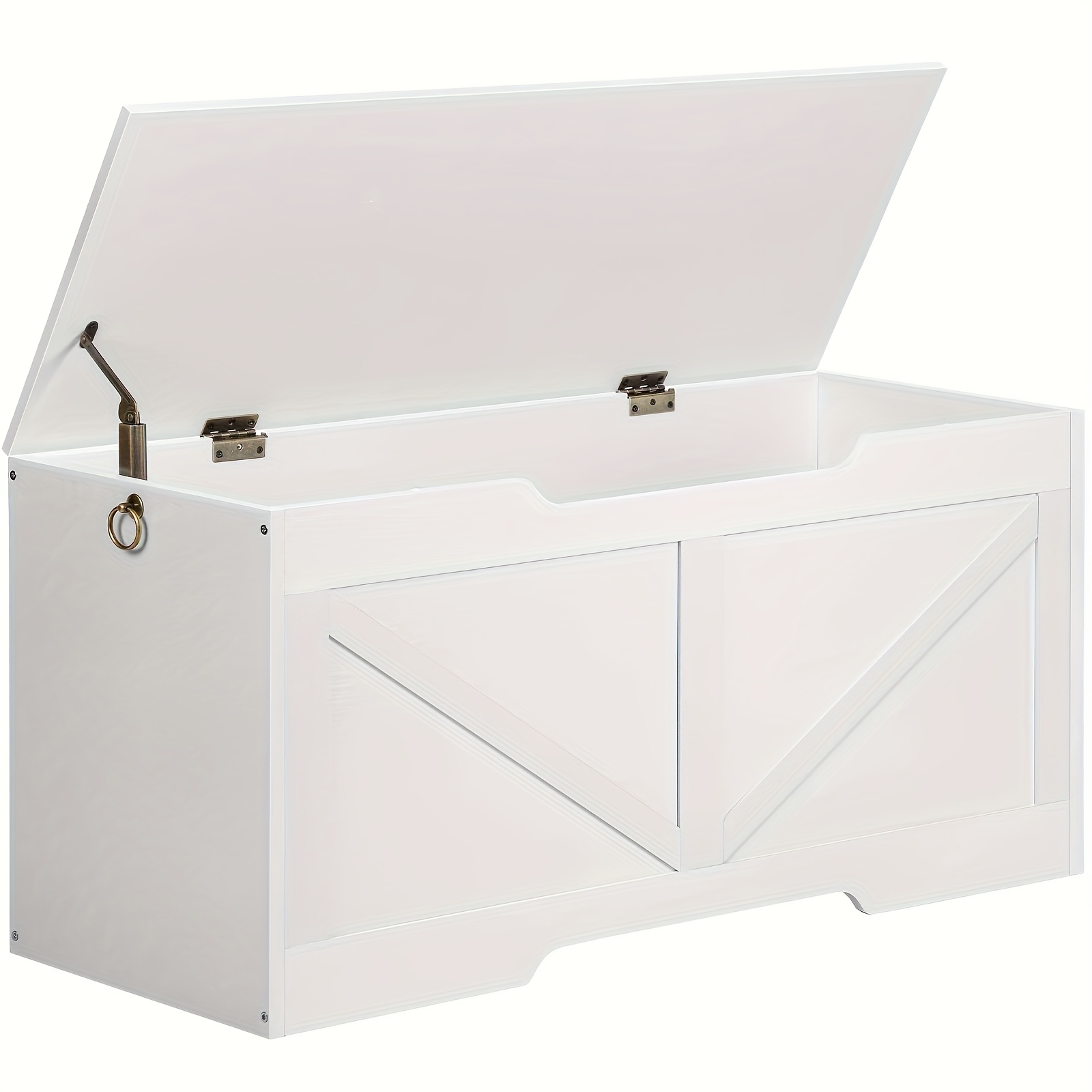 TEMU 39.4-inch Vintage Wood Storage Bench - White Arrow Frame Cabinet With Lid | Strong, Heavy-duty Storage Box | Easy To Assemble, Perfect For