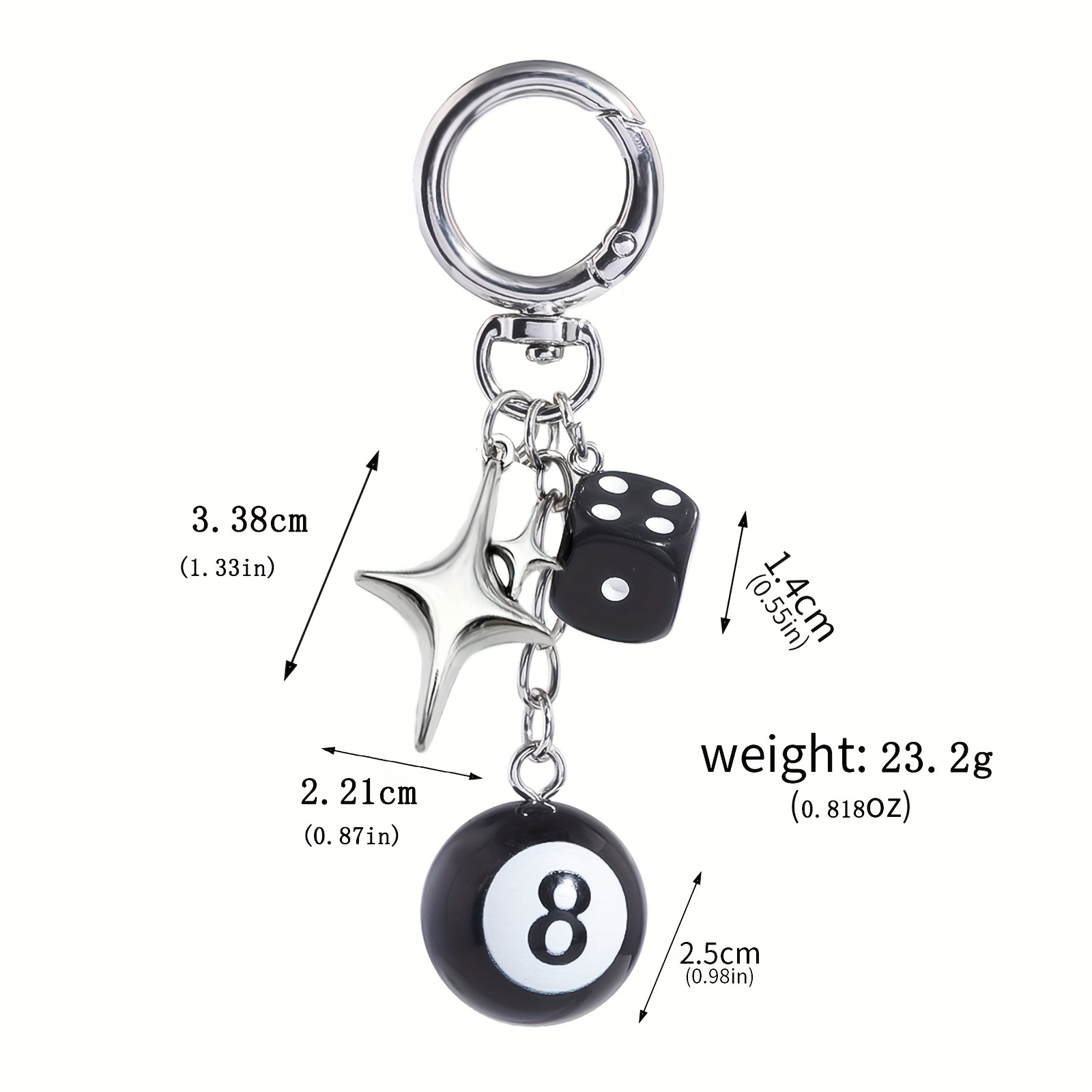 -sided Dice Star Pendant Keychain Accessory For Bags