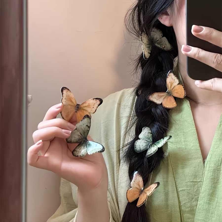 

Vintage-inspired Butterfly Hair Clip - Acrylic, Design For Stylish Updos & Braids