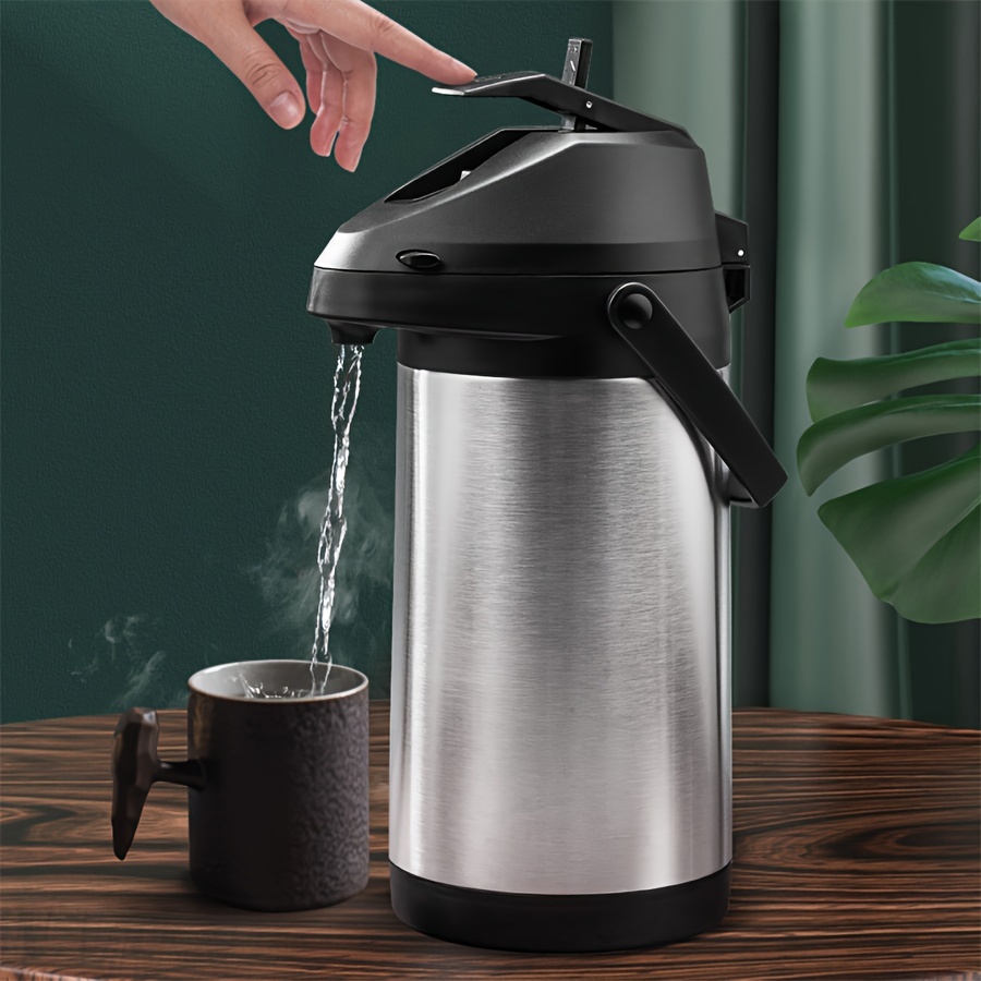 

3l Stainless Steel Thermal Carafe - Large Capacity Airpot With Pump Dispenser - Double Walled Vacuum Insulated Hot Water Bottle For Tea, Coffee - Portable, No Electricity Required