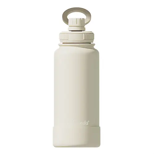 one 32 ounce stainless steel sports water bottle with magnetic phone holder lid leak proof and reusable silicone protective base and in a perfect gift for and women