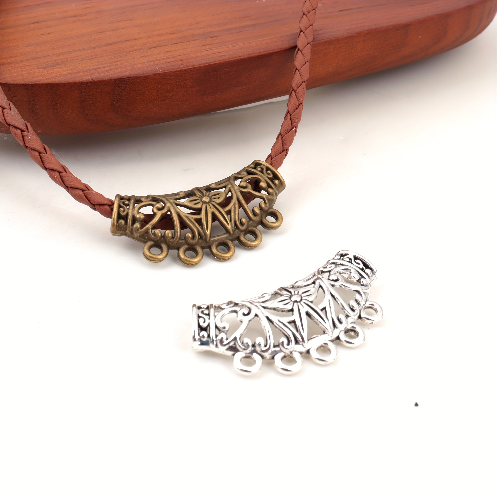 10pcs Hollow Vintage Tee Necklace Connectors