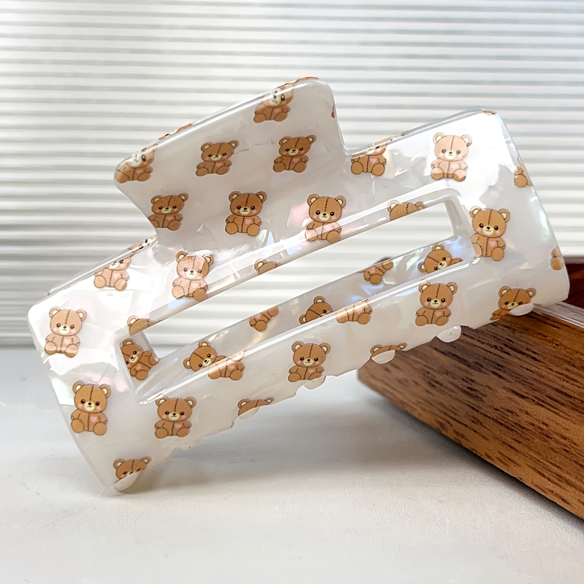 TEMU 1 pince à cheveux rectangulaire avec motif complet d' , accessoire de cheveux et blanc lait dégradé, pince à pour la nuque, , les quotidiens, le