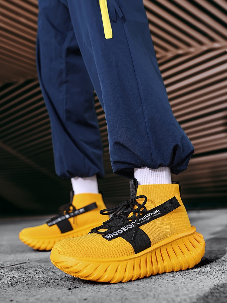 Men's Lightweight Sneakers - Non-Slip MD Sole, Breathable Sneakers for Gym, Running, Walking - All-Day Comfort Slip/resl Closure - Neon Yellow & Black Accent - Casual & Formal Shoes - Durable Lightweight Design for Everyday & Special Events, Outdoor Walking, Sporty Look, Supportive Sole, Versatile Footwear, Fitness Enthusiasts