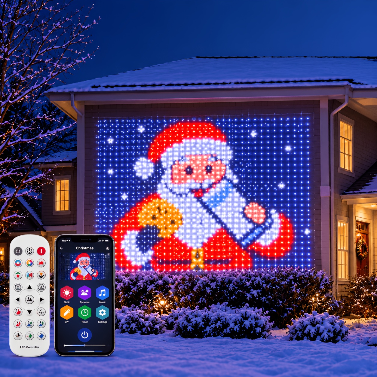 TEMU Smart Led Curtain Light String 400 Leds, Upgraded Patterns &, App Control Music Sync With Remote, Holiday Decor For Halloween, Christmas,